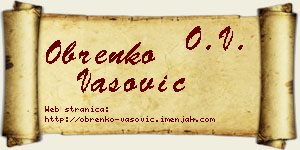 Obrenko Vasović vizit kartica
